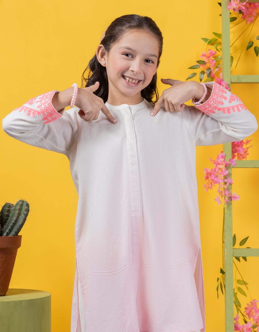 Off White Dobby Kurti | Jglk-S-Jk-24-6003