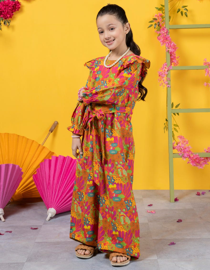 Orange Lawn Jumpsuit | Jglk-S-Jk-24-6004