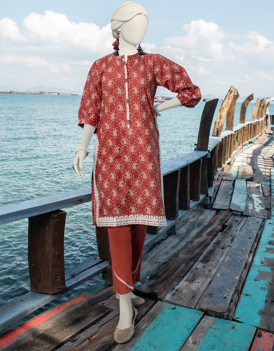 Orange Lawn Unstitched 1Pc | Jlawn-S-Jsu-24-917