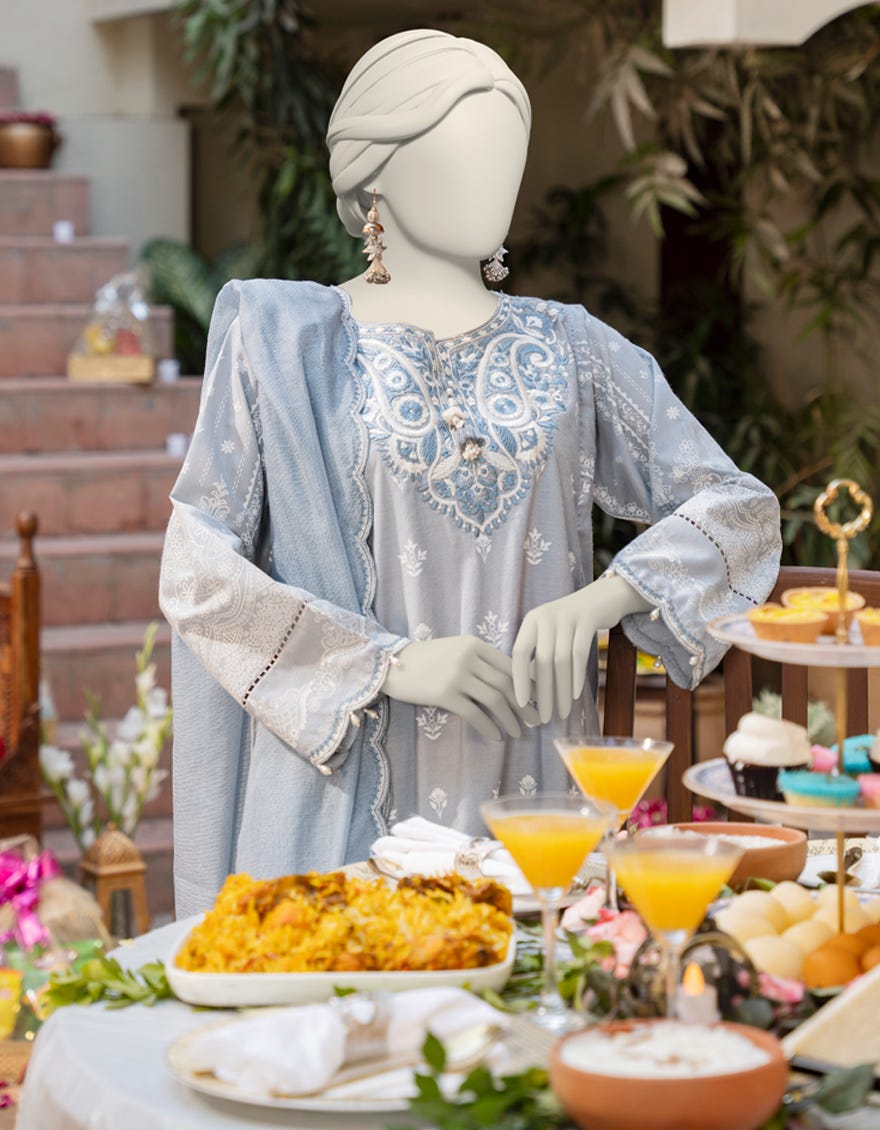 GREY COTTON SILK EMBROIDERED 3PC STITCHED