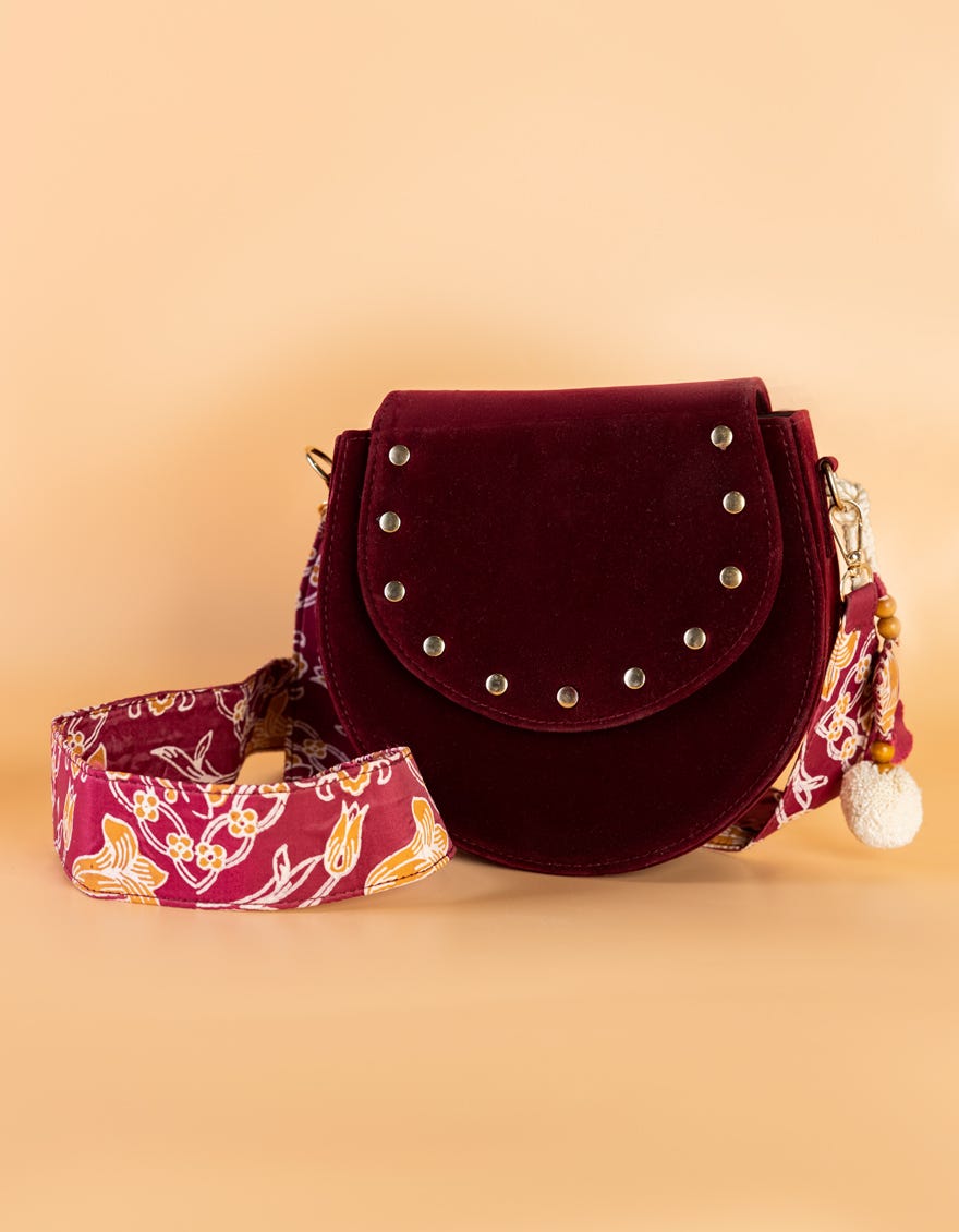 MAROON VELVET CD BAG | JJBL-25-095