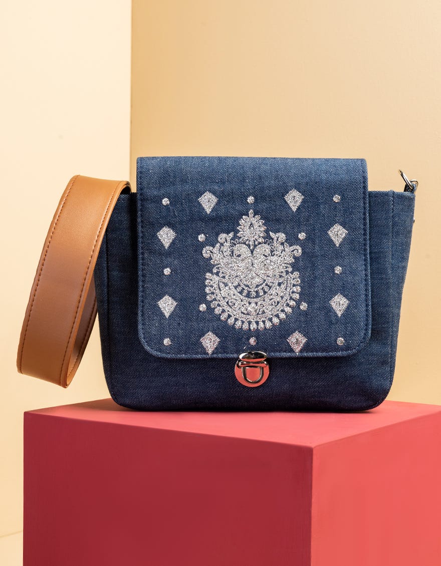 BLUE DENIM SIDE BAG | JJBL-25-098