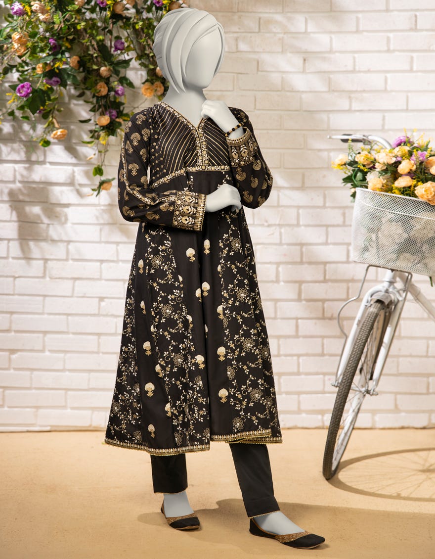 BLACK LAWN DYED 2PC STITCHED