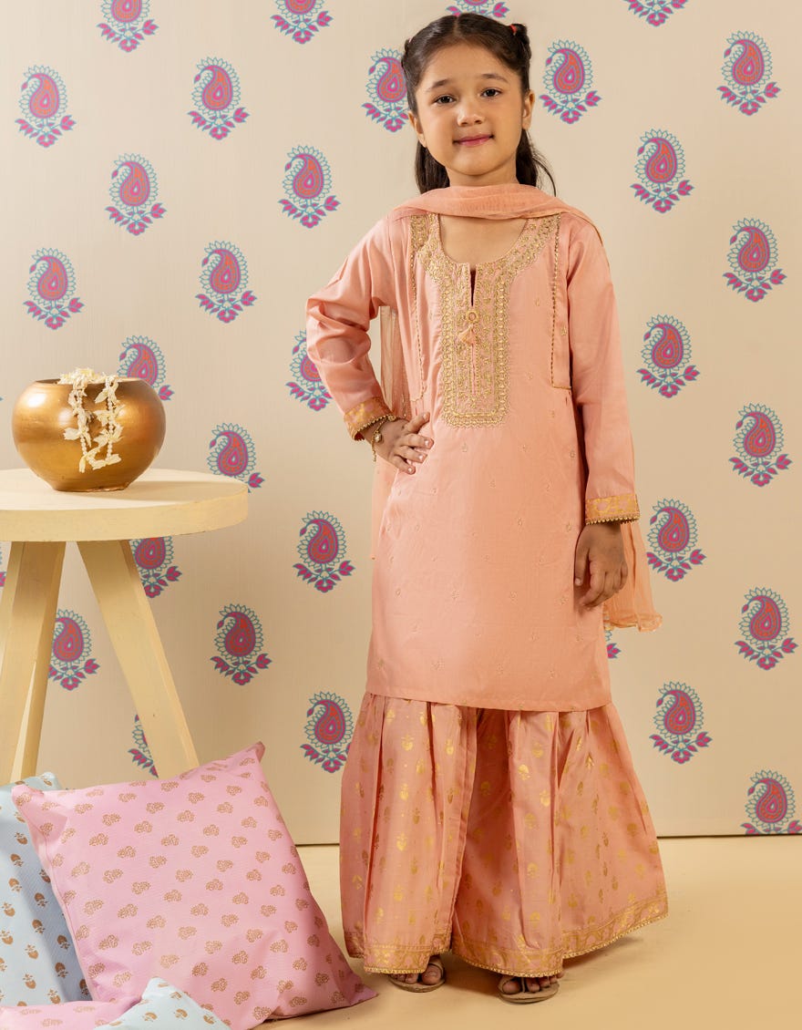 PEACH LAWN EMBROIDERED 3PC | JGK-S-JGP-25-1507