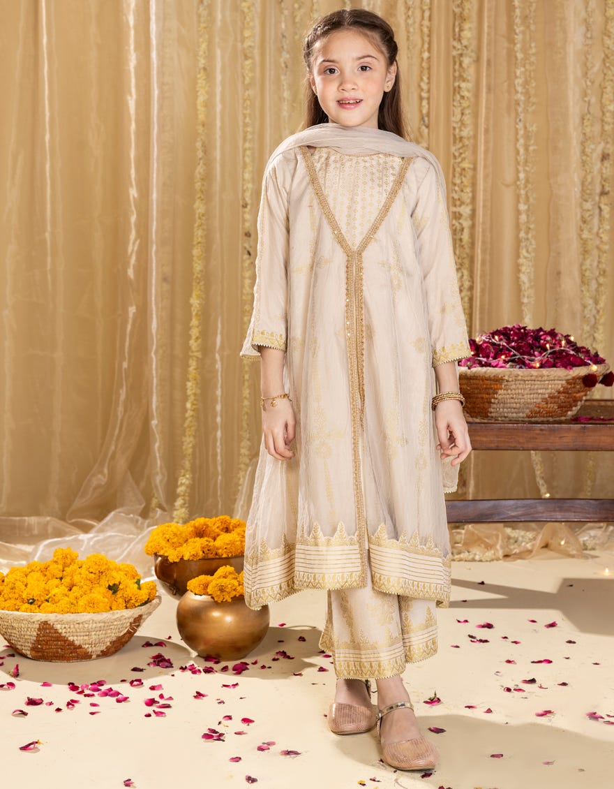 BEIGE SILK EMBROIDERED 3PC | JGK-S-JGP-25-1519