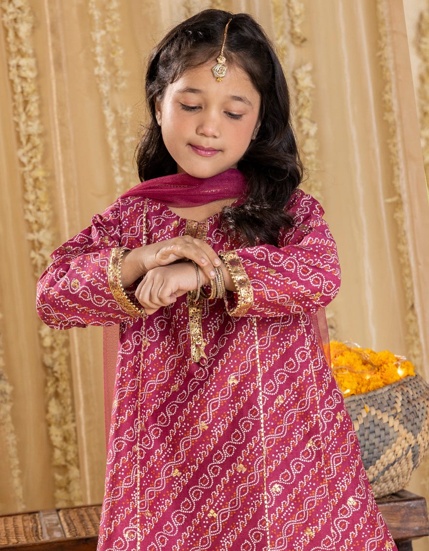 PINK LAWN PRINTED 3PC | JGKL-S-JGP-25-1526