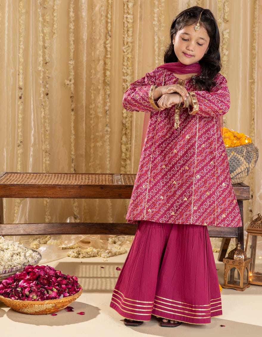 PINK LAWN PRINTED 3PC | JGKL-S-JGP-25-1526