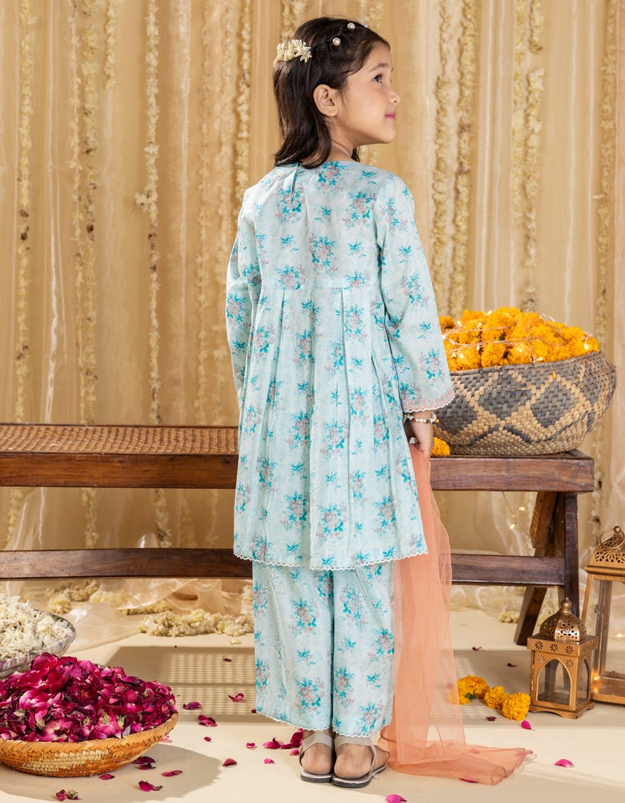 AQUA LAWN EMBROIDERED 3PC | JGK-S-JGP-25-1541