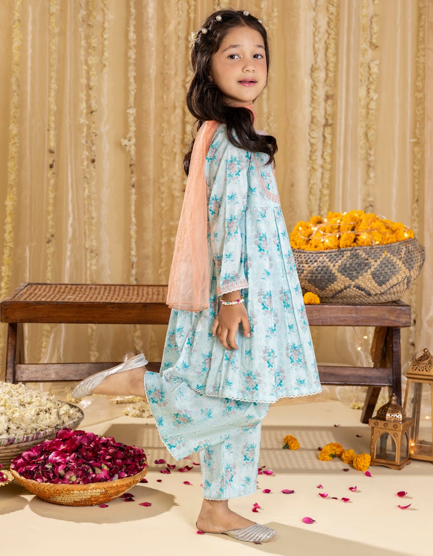 AQUA LAWN EMBROIDERED 3PC | JGK-S-JGP-25-1541