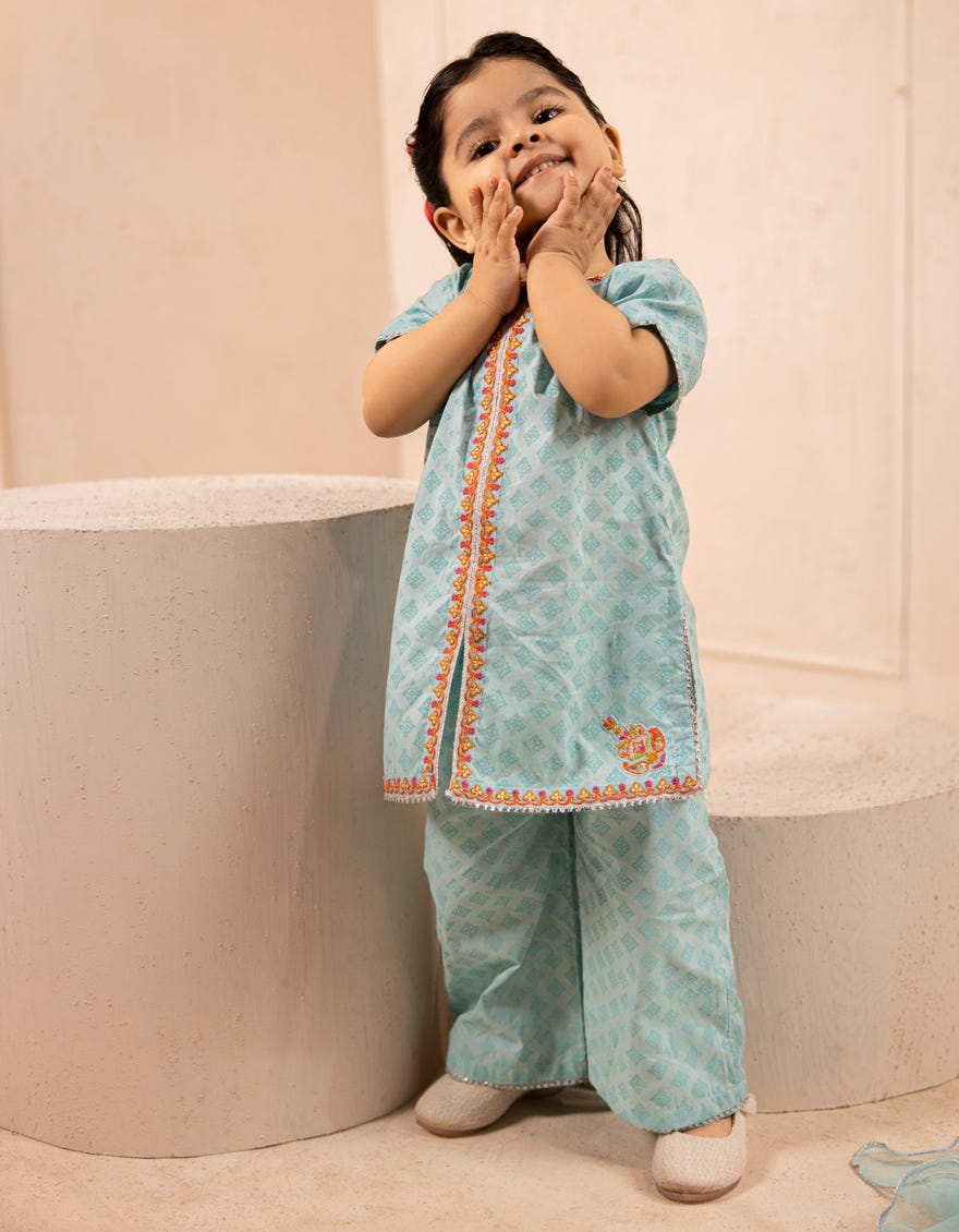 BLUE LAWN EMBROIDERED 3PC STITCHED