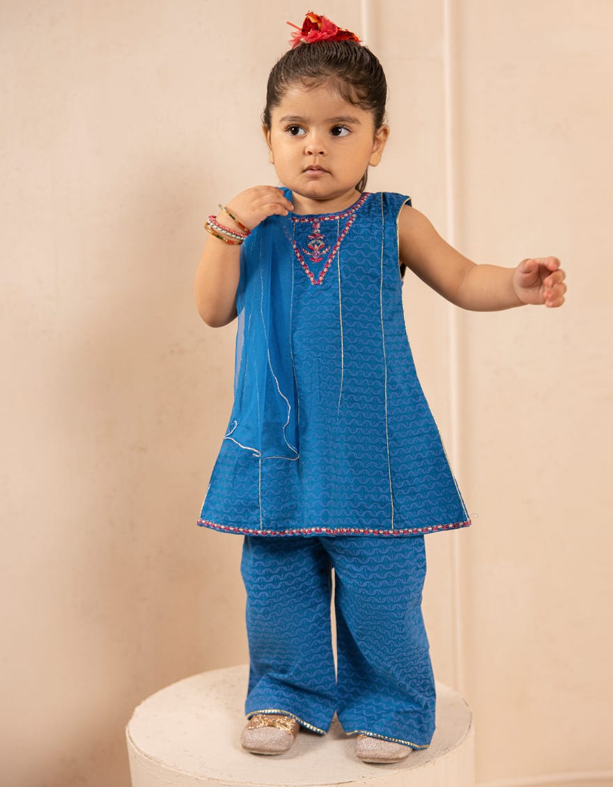 BLUE LAWN EMBROIDERED 3PC STITCHED