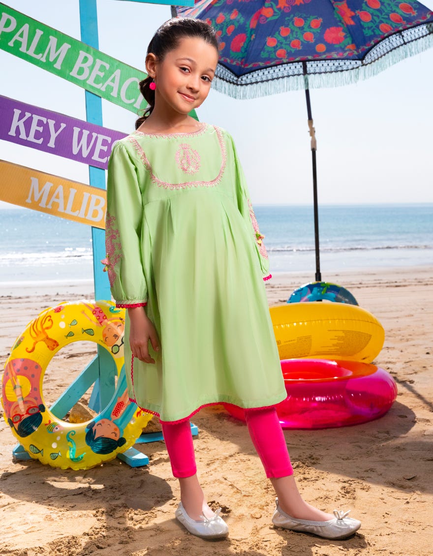 GREEN LAWN EMBROIDERED KURTI | JGLK-S-JGS-25-2505