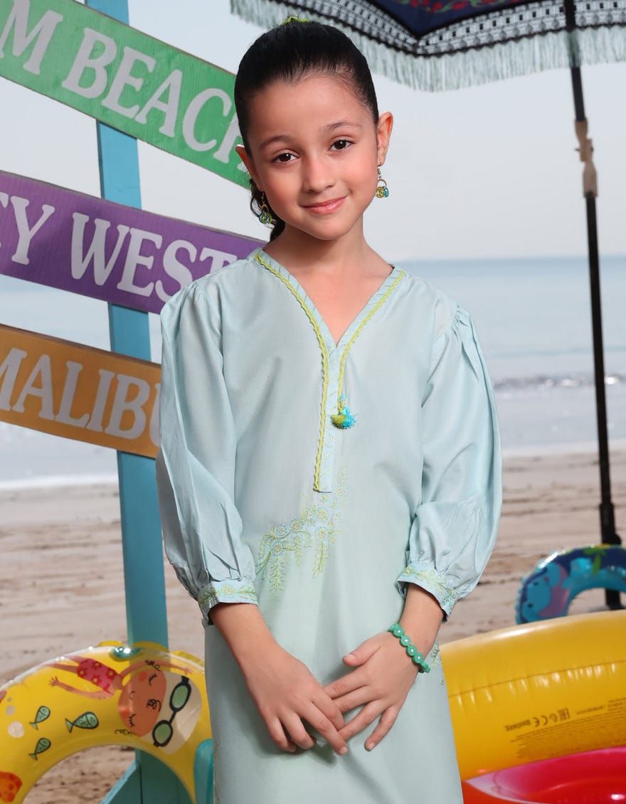 BLUE LAWN EMBROIDERED KURTI | JGLK-S-JGS-25-2508