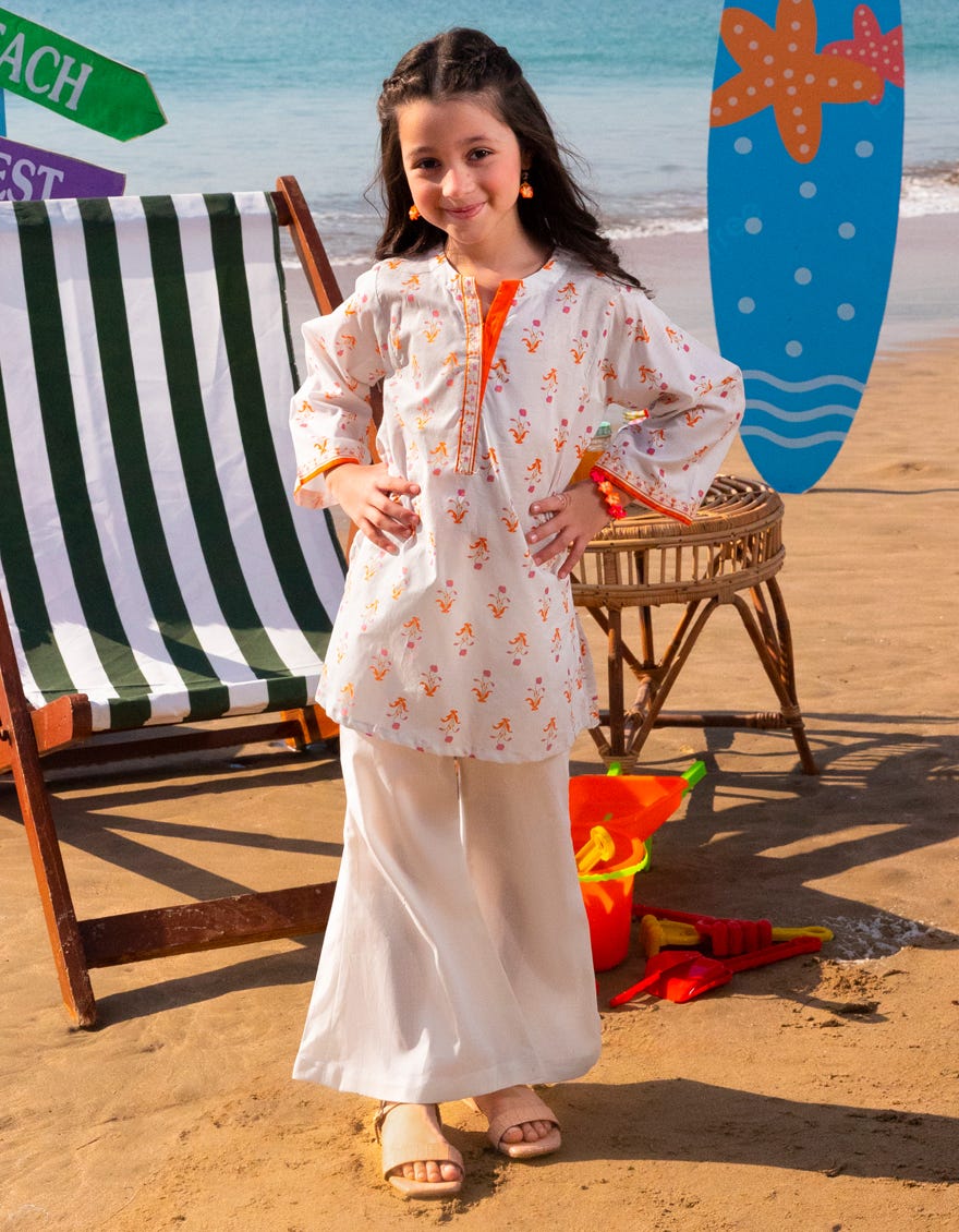 OFF WHITE LAWN PRINTED KURTI | JGLK-S-JGS-25-2525