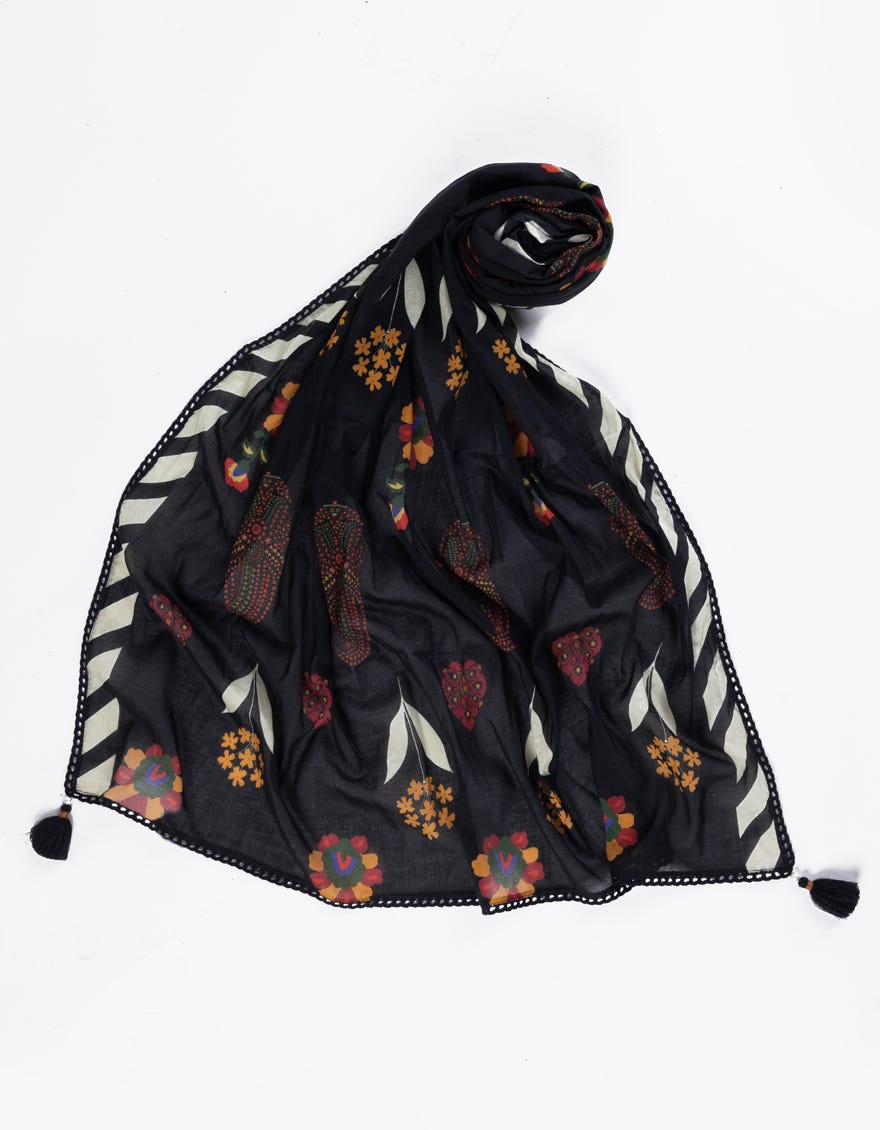 BLACK LAWN PRINTED DUPATTA | JLDP-S-25-2610