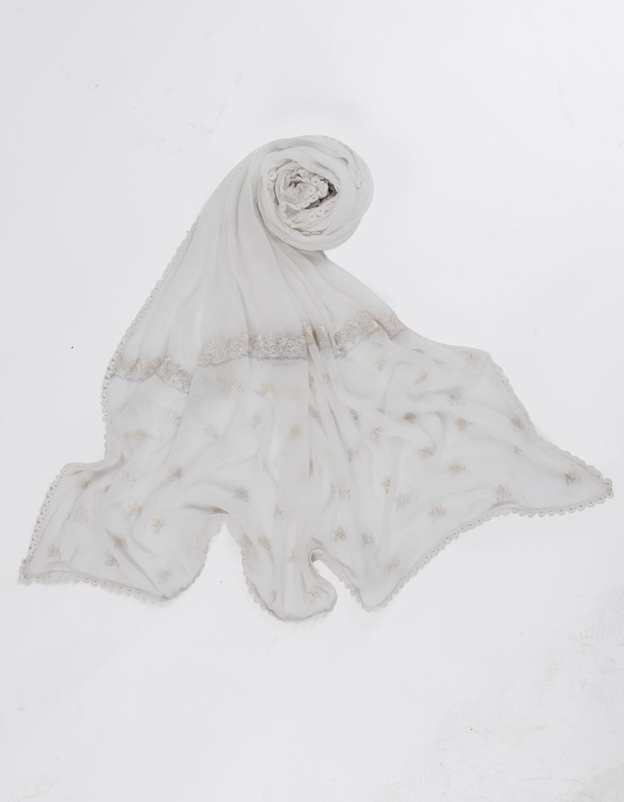 WHITE IMPURE CHIFFON DUPATTA | JLDP-S-25-2617
