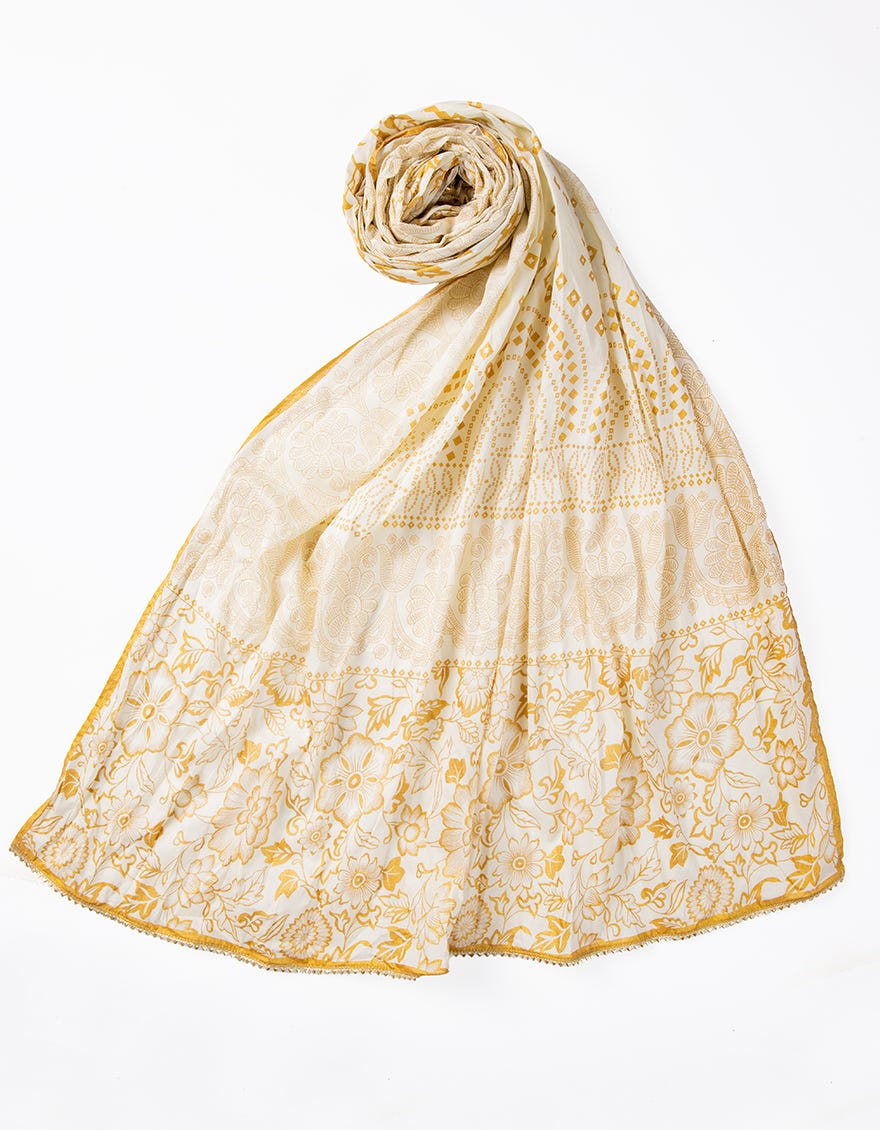 OFF WHITE LAWN PRINTED DUPATTA