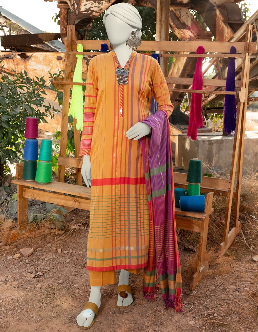 MULTICOLOR JACQUARD DYED UNSTITCHED 3PC | JLAWN-S-25-3124