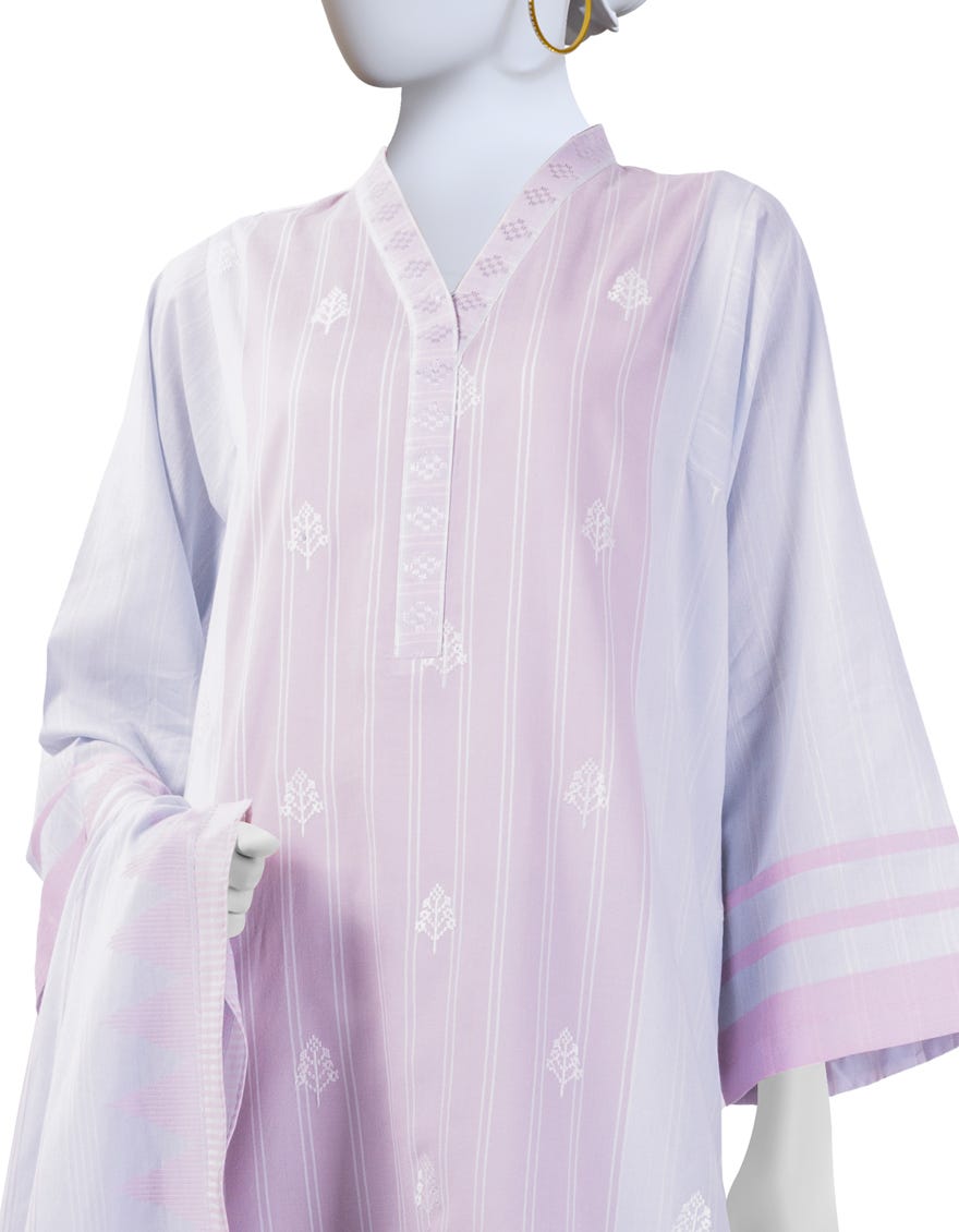 BLUE JACQUARD EMBROIDERED UNSTITCHED 3PC | JLAWN-S-25-3129