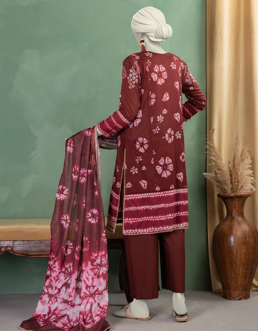 MAROON LAWN EMBROIDERED UNSTITCHED 3PC