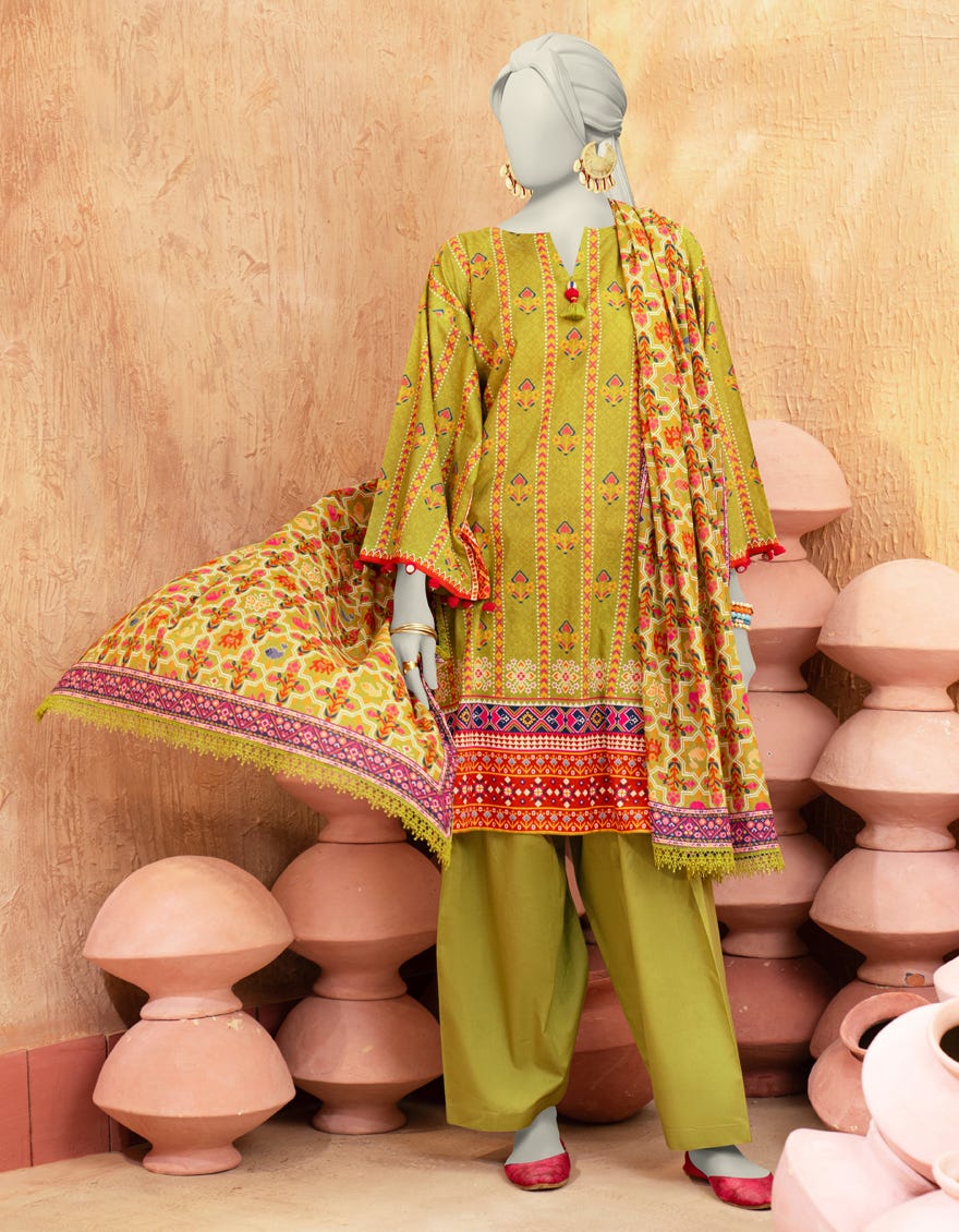 GREEN LAWN PRINTED UNSTITCHED 3PC