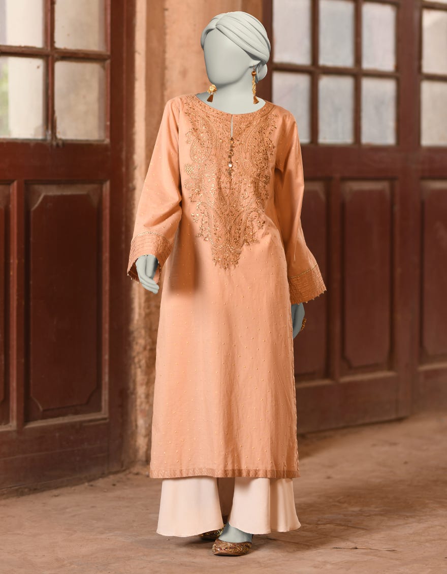 BEIGE LAWN EMBROIDERED KURTI | JJLK-S-JSS-25-333