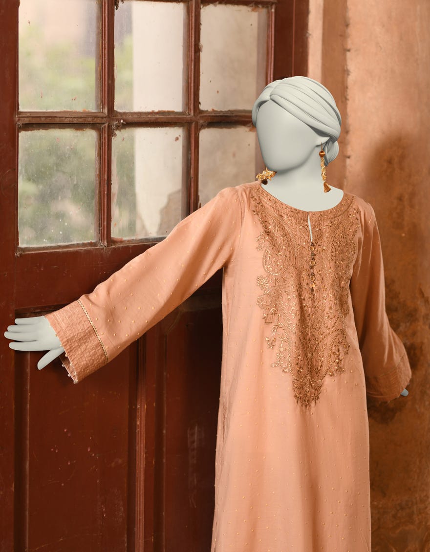 BEIGE LAWN EMBROIDERED KURTI | JJLK-S-JSS-25-333