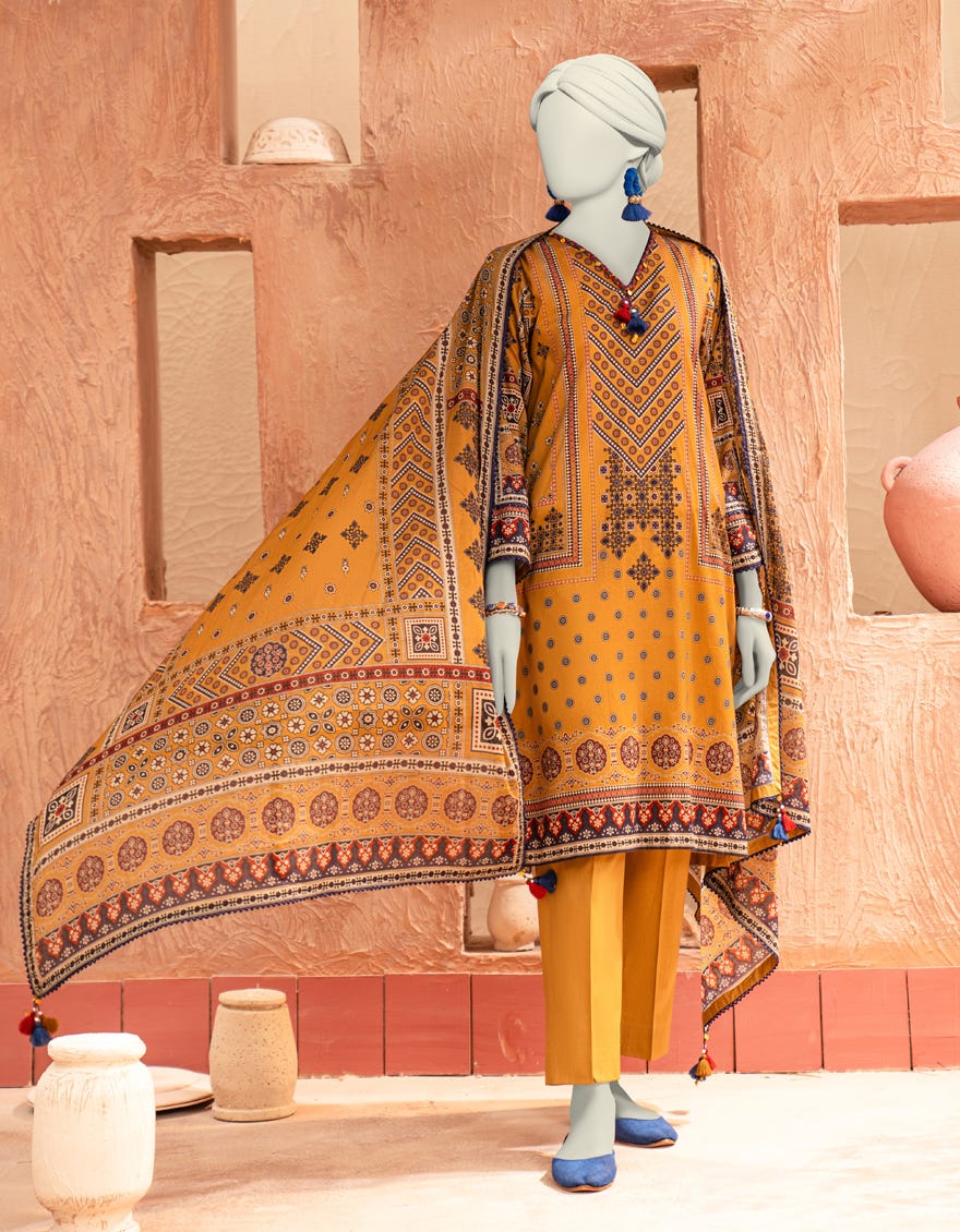 MULTICOLOR LAWN PRINTED UNSTITCHED 3PC