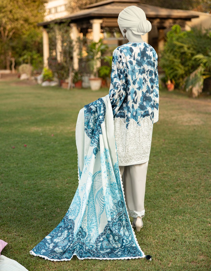 MULTICOLOR LAWN PASTE PRINTED UNSTITCHED 3PC