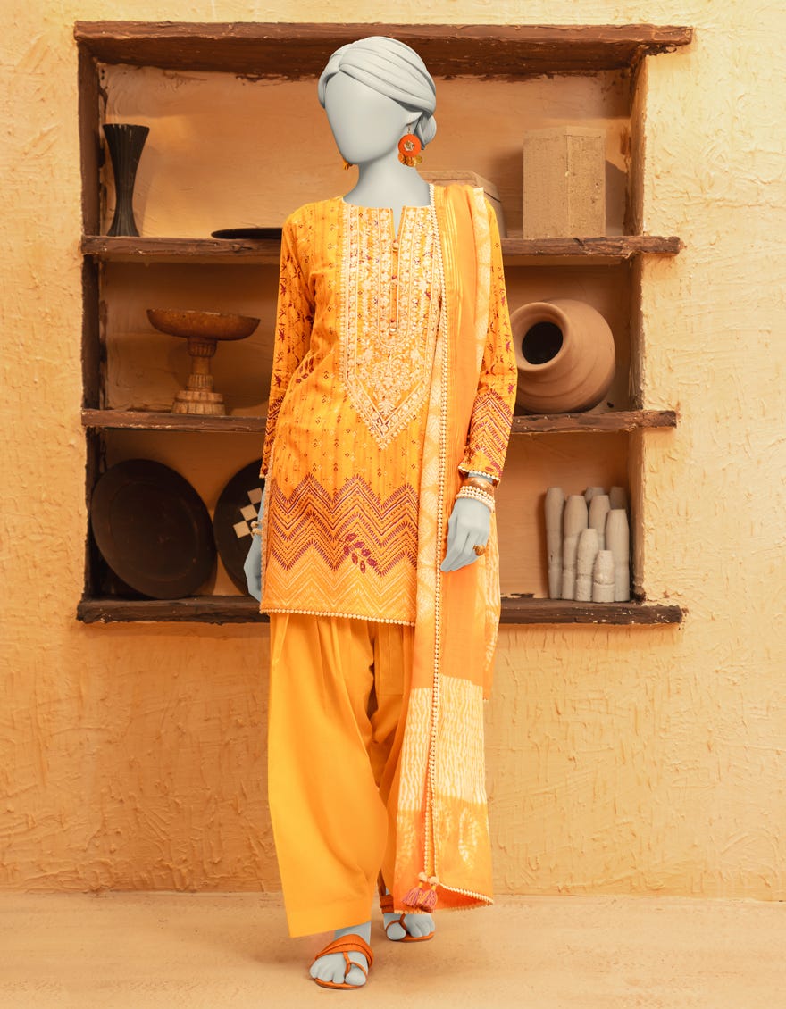 MUSTARD LAWN EMBROIDERED UNSTITCHED 3PC