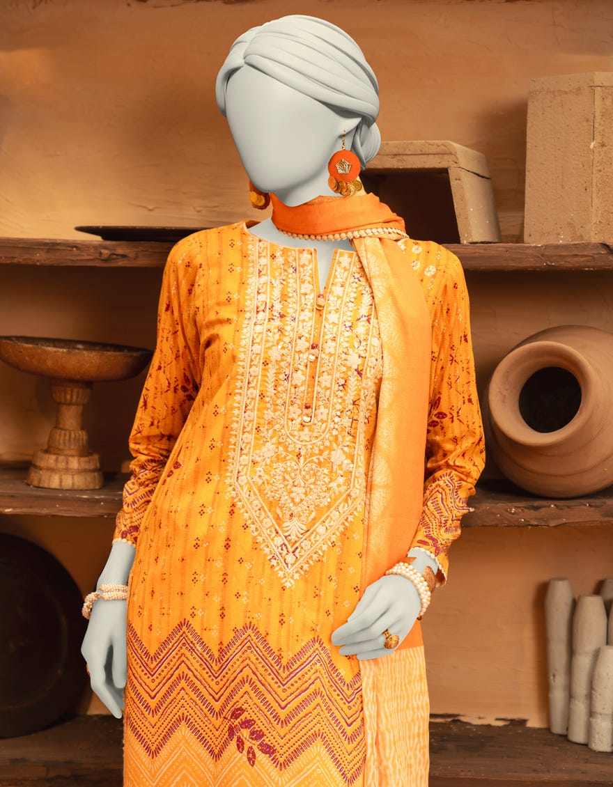 MUSTARD LAWN EMBROIDERED UNSTITCHED 3PC