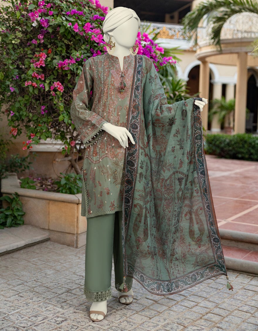 GREEN LAWN EMBROIDERED UNSTITCHED 3PC