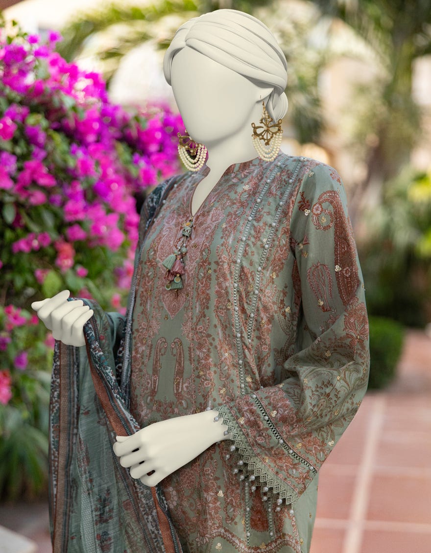 GREEN LAWN EMBROIDERED UNSTITCHED 3PC