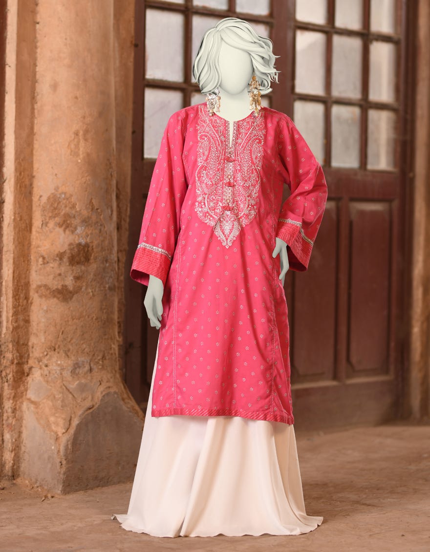 PINK LAWN EMBROIDERED KURTI | JJLK-S-JSS-25-336