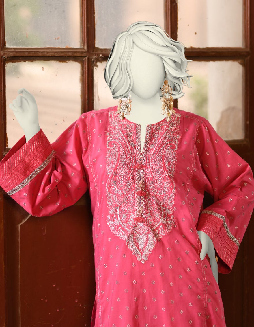 PINK LAWN EMBROIDERED KURTI | JJLK-S-JSS-25-336