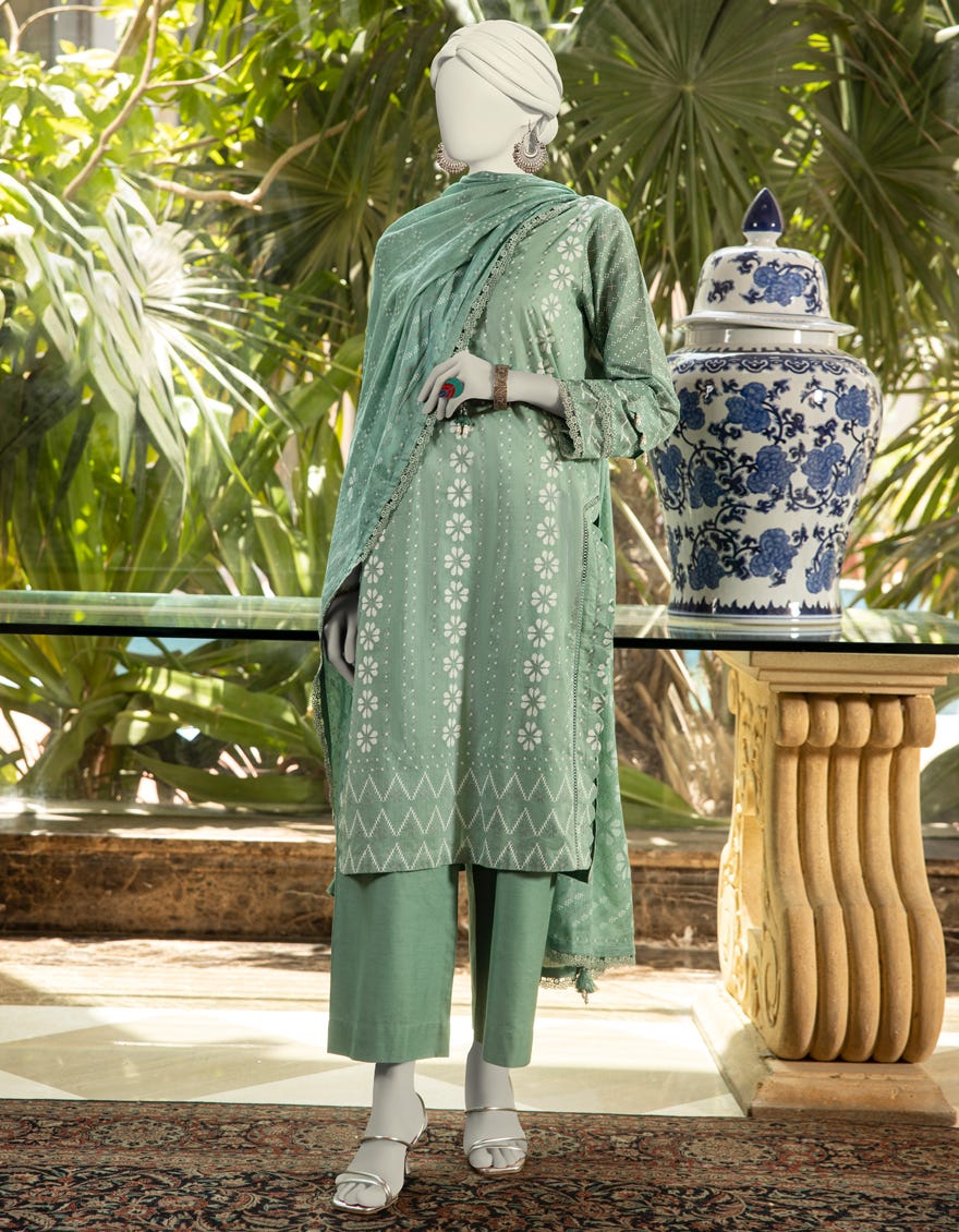 GREEN LAWN PASTE PRINTED UNSTITCHED 3PC