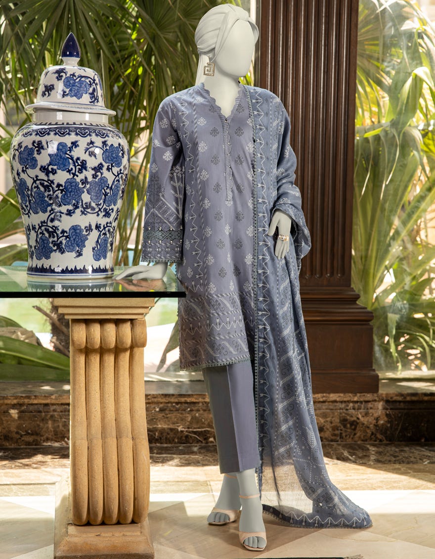GREY LAWN PASTE PRINTED UNSTITCHED 3PC