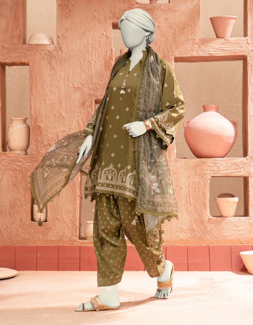 MULTICOLOR LAWN PASTE PRINTED UNSTITCHED 3PC