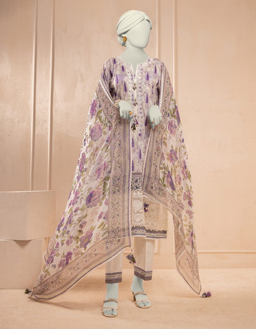 OFF WHITE LAWN EMBROIDERED UNSTITCHED 3PC