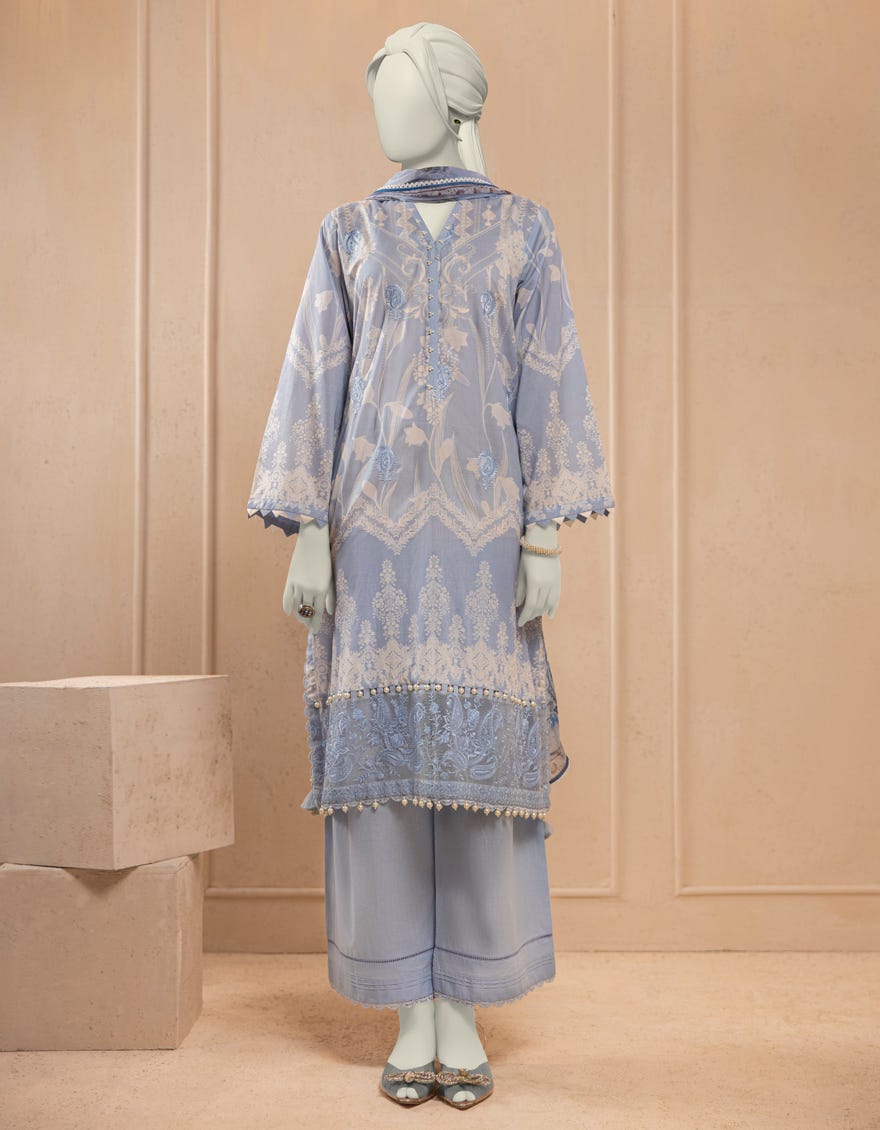 BLUE LAWN EMBROIDERED UNSTITCHED 3PC
