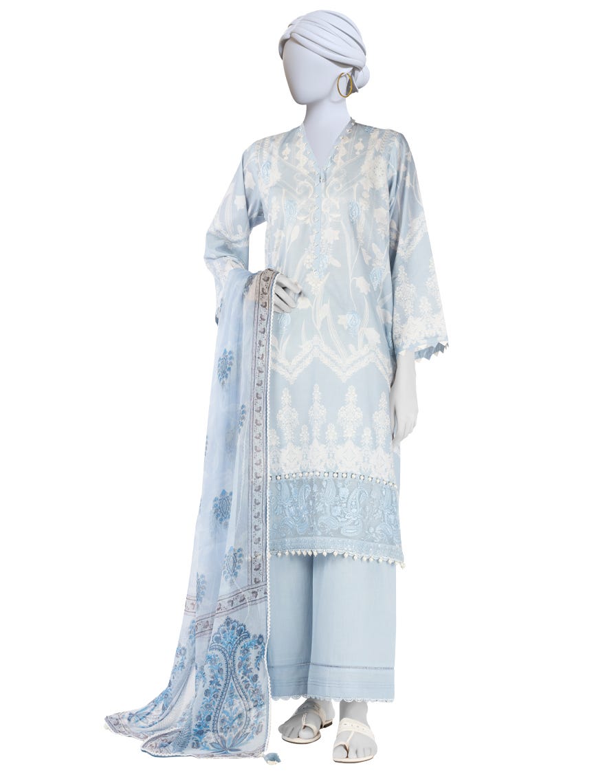 BLUE LAWN EMBROIDERED UNSTITCHED 3PC