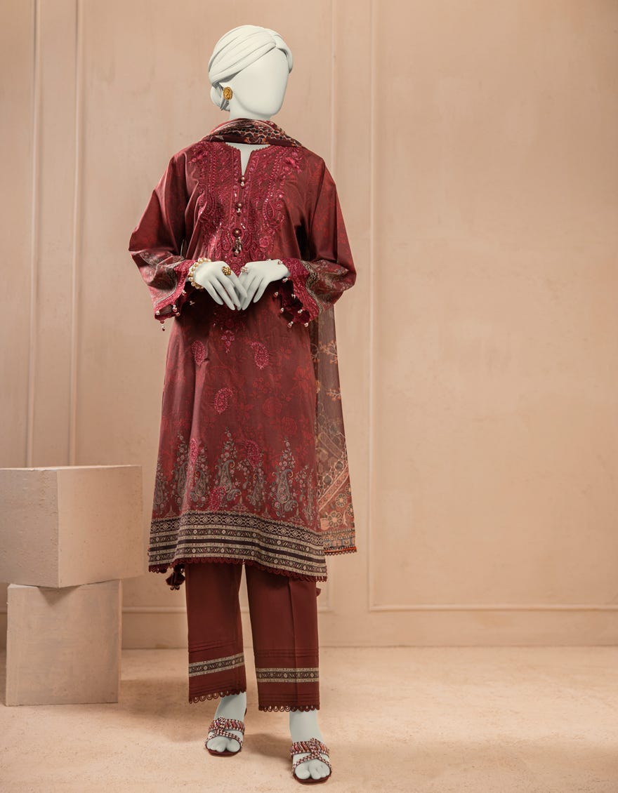 MULTICOLOR LAWN EMBROIDERED UNSTITCHED 3PC