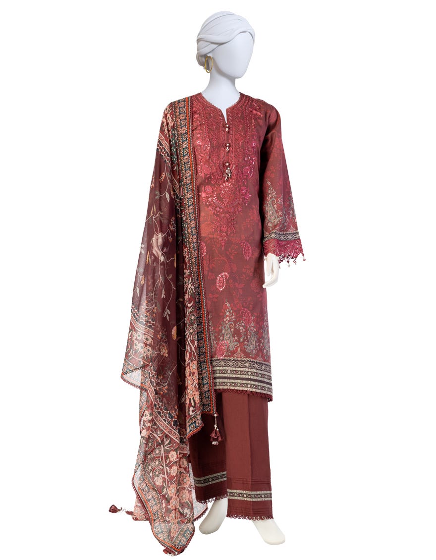 MULTICOLOR LAWN EMBROIDERED UNSTITCHED 3PC