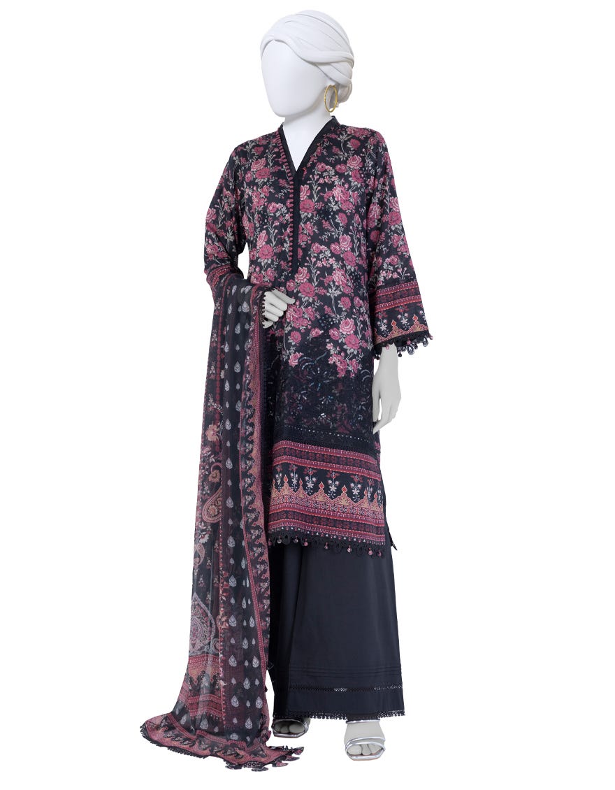 MULTICOLOR LAWN EMBROIDERED UNSTITCHED 3PC