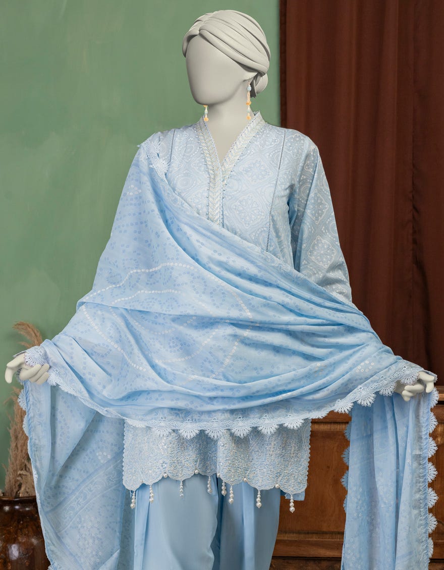 BLUE LAWN EMBROIDERED UNSTITCHED 3PC