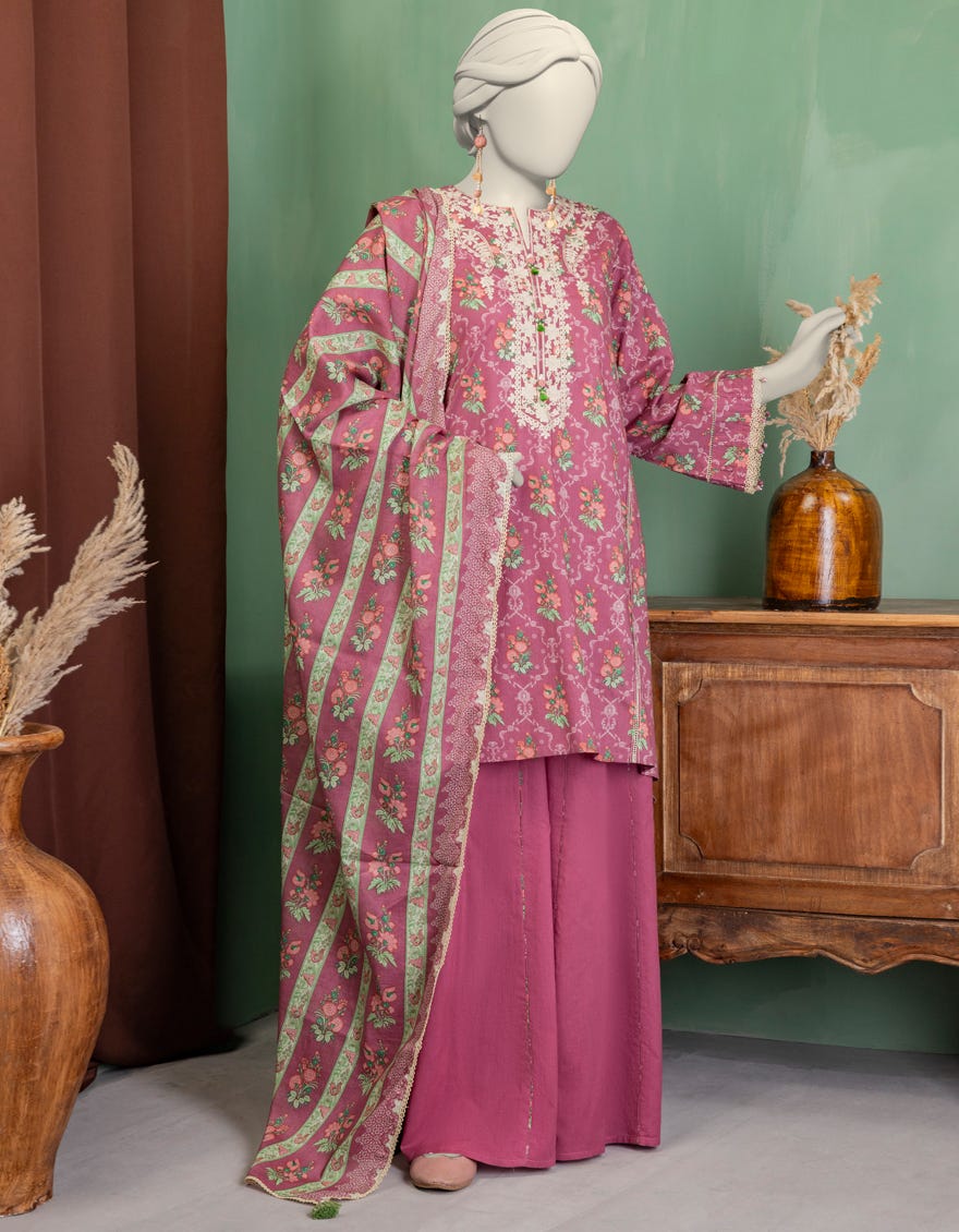 MULTICOLOR LAWN EMBROIDERED UNSTITCHED 3PC