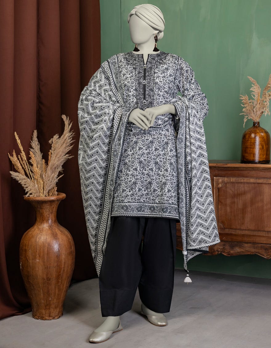 BLACK LAWN EMBROIDERED UNSTITCHED 3PC