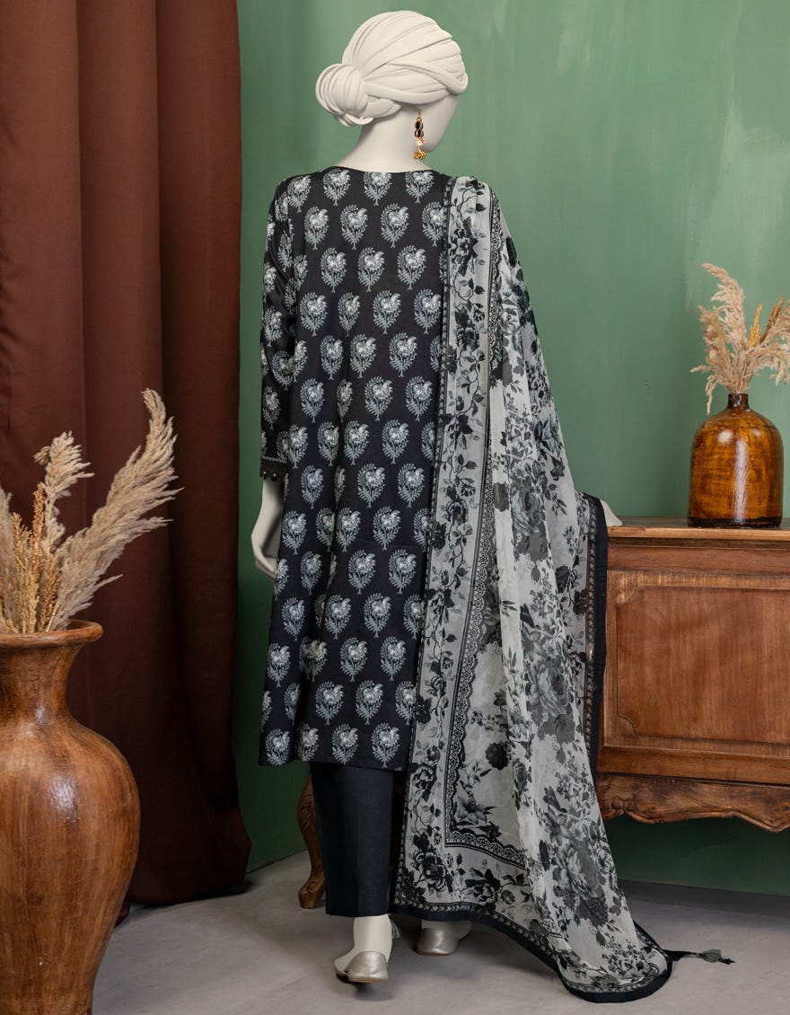 MULTICOLOR CHIFFON EMBROIDERED UNSTITCHED 3PC