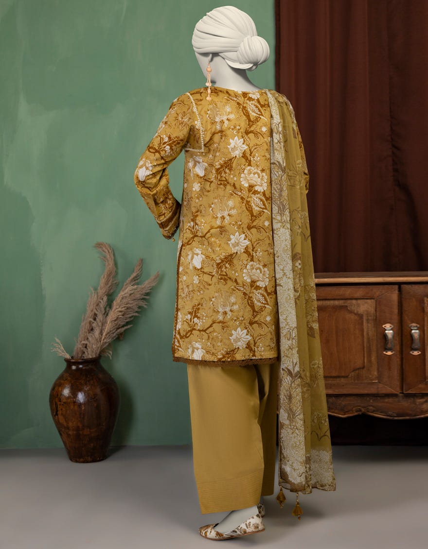 MULTICOLOR CHIFFON EMBROIDERED UNSTITCHED 3PC