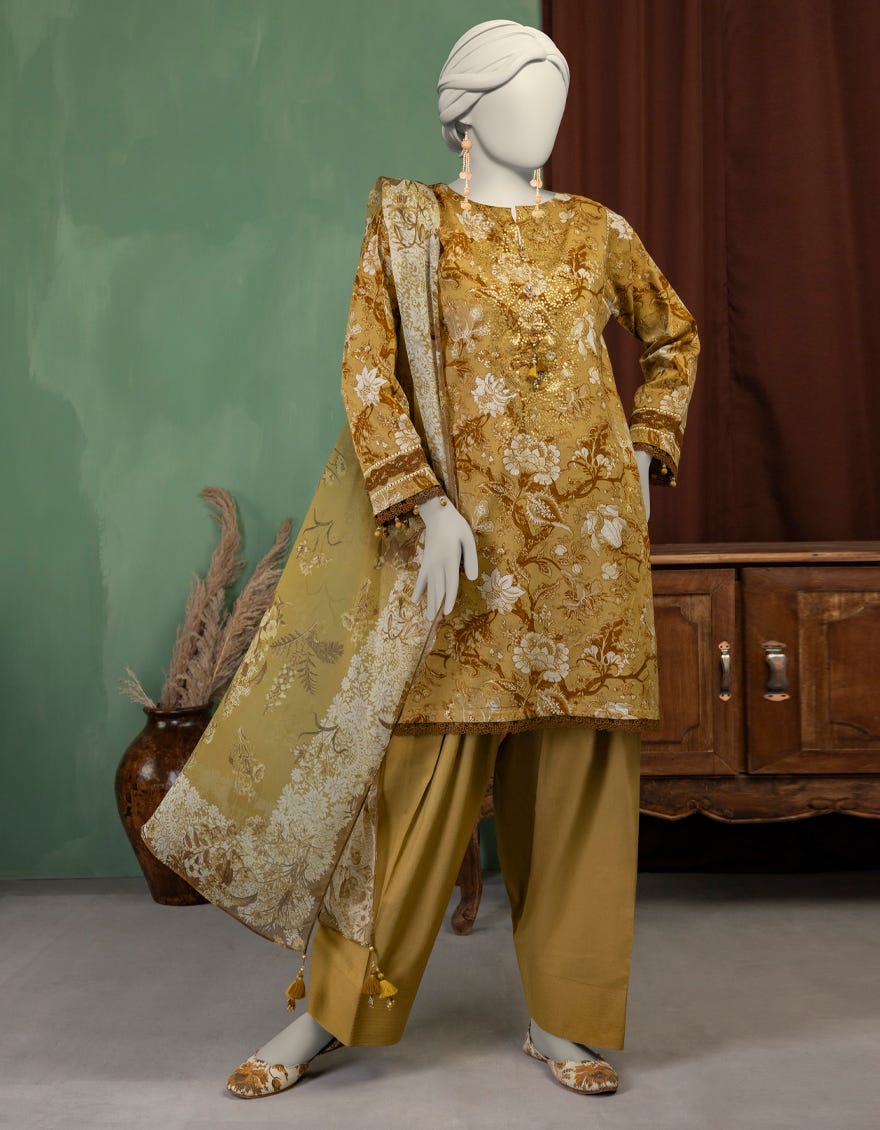 MULTICOLOR CHIFFON EMBROIDERED UNSTITCHED 3PC